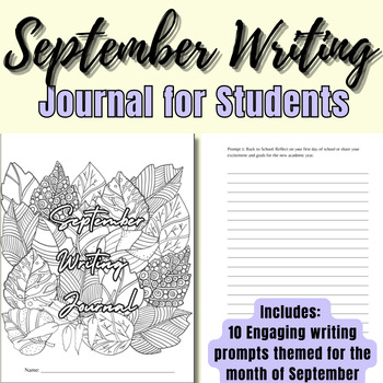 Preview of September Writing Journal for Students| 10 Creative, Inspiring, Engaging Prompts