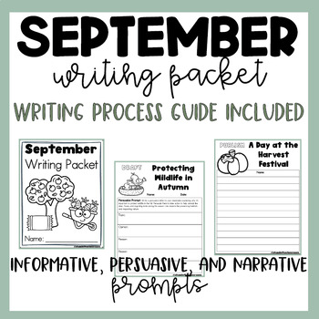 Preview of September Writing Packet | Labor Day | 6 Prompts | Writing Process | Autumn Fall