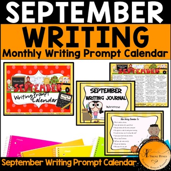 Preview of September Back To School Writing Prompt Calendar Monthly Journal Primary Paper