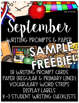 September Writing Prompt Cards and Paper Freebie by Cute in Second