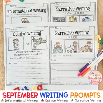 September Writing Prompts by Miss Faleena | Teachers Pay Teachers