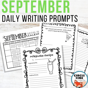 Preview of September Writing Prompts, Back to School NO PREP Daily Journal