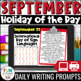 September Writing Prompts | Morning Meeting | Holiday of the Day