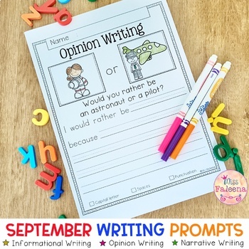 September Writing Prompts | Print & Digital | Google Slides by Miss Faleena