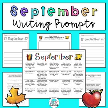 Preview of September Writing Prompts: Printable and Digital Google Slides