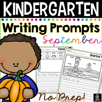 Preview of September Writing Prompts for Kindergarten to Second Grade Distance Learning