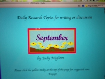 Preview of September Writing or Research Topic Promethean Board Flipchart