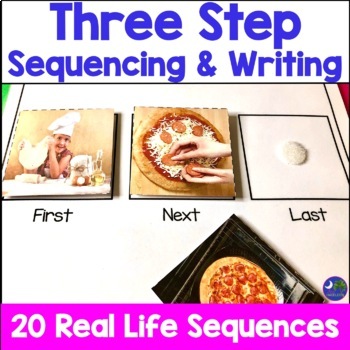 Preview of Three Step Sequencing Picture Cards and Matching Boom Cards