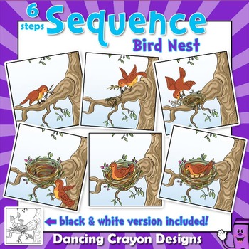 Preview of Sequence Cards and Clip Art- Bird Building a Bird's Nest