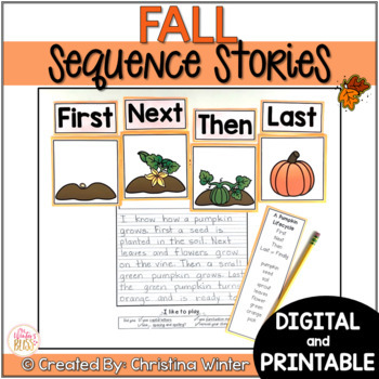 Preview of Sequence Fall Writing Prompts - Fall Writing Paper & Digital Fall Writing 