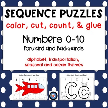 Preview of Sequence Puzzles: Color, Cut, Count, & Glue