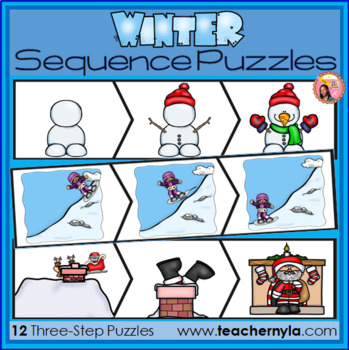 Preview of Sequence Puzzles and Mats - Winter Themed