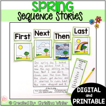 Preview of Sequence Spring Writing Prompts - Spring Writing Paper & Digital Spring Writing