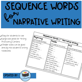 Preview of Sequence Words for Narrative Writing
