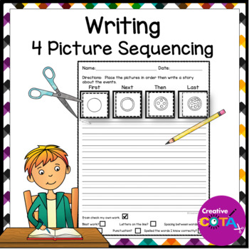 Preview of Sequence Writing and 4 part Sequencing Pictures Worksheets and Activities
