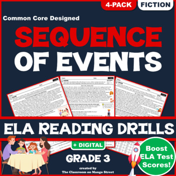 Preview of Sequence of Events: ELA Reading Comprehension Worksheets | GRADE 3 ♥ FICTION