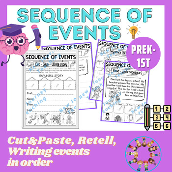 Preview of Sequence of events worksheets / Sequencing events, Retell, Cut & Paste in order