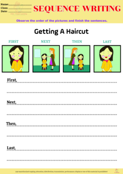Preview of Sequence writing, sequencing stories, speech therapy, special education, FREEBIE