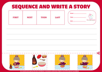 Preview of SEQUENCE AND WRITE, cut & paste, sequencing, autism, ABA, speech therapy,FREEBIE