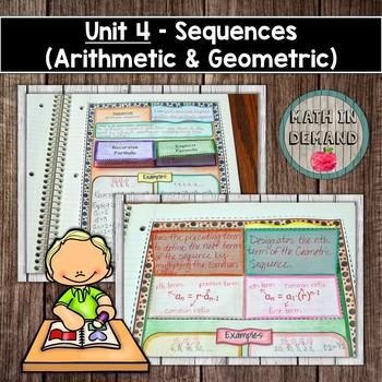 Preview of Algebra Interactive Notebook Unit 4 - Sequences (Arithmetic & Geometric)