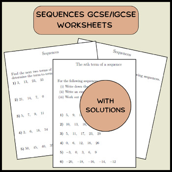 Preview of Sequences GCSE/IGCSE worksheets (with solutions)