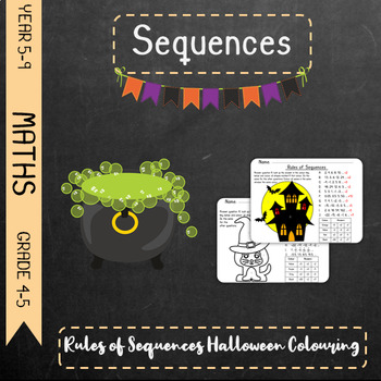Preview of Sequences - Rules of Sequences Halloween Colouring
