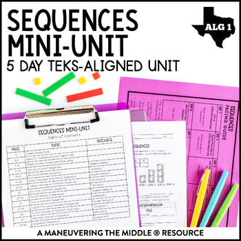 Preview of Sequences Unit | Arithmetic and Geometric Sequences | Algebra 1 TEKS