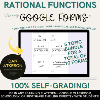 Preview of Rational Functions Google Forms™ ｜Algebra 2 Unit