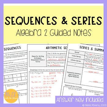 Preview of Sequences and Series Guided Notes Bundle | Algebra 2 | No Prep