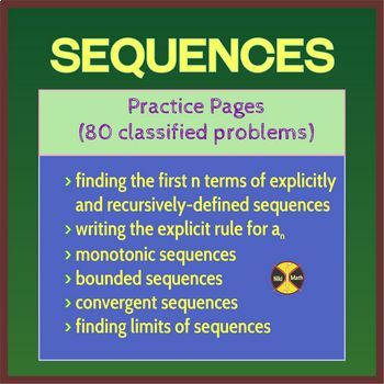 Preview of Sequences (NOT Arithmetic & Geometric)-10 Practice Pages (80 CLASIFIED Problems)