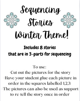 Preview of Sequencing 3-part Stories with Re-tell, Winter Theme!