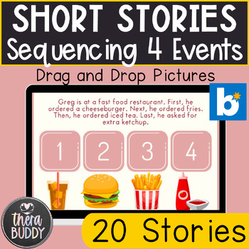 Preview of Sequencing 4 Events Short Stories BOOM Cards Speech Therapy Digital Resource