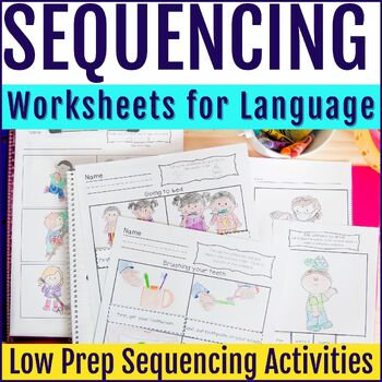 Preview of Low Prep Sequencing Worksheets for Receptive and Expressive Language