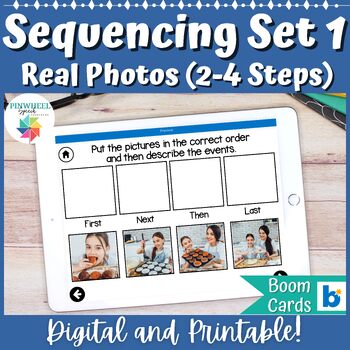 Preview of Sequencing Activity with Photos Set 1 Speech Therapy Activity Print + Boom Cards