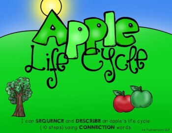 Preview of Sequencing-Apple Life Cycle-Connection Words, 10 Step Sequence, Multi-Tiered Cue