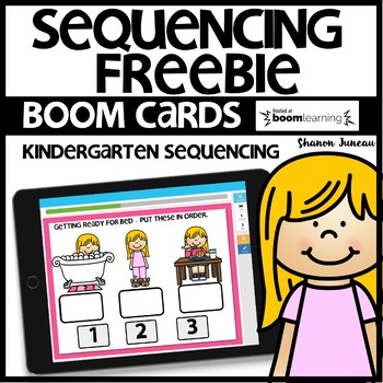 Preview of Sequencing Boom Cards Freebie No Prep Kindergarten Math Centers