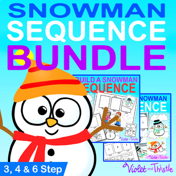 Preview of Sequencing BUNDLE Build a Snowman to Melting Snowman Story Sequence of Events