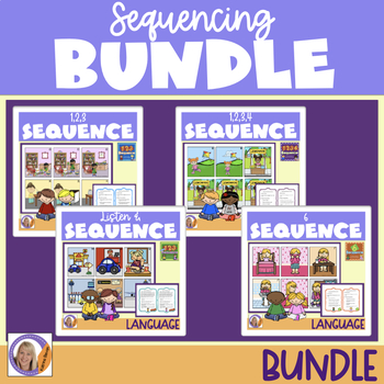 Preview of Sequencing Bundle! Sequencing Cards, Questions/prompts + cut & paste sheets