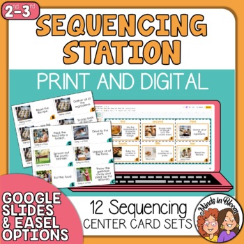 Preview of Sequencing Center Cards - Print and Digital Options! Google Slides & TPT Easel