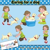 Sequencing Clip art - Caring for pet, dog