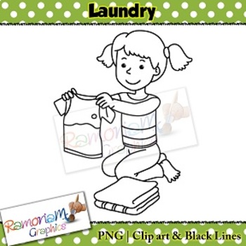 fold laundry clipart black and white