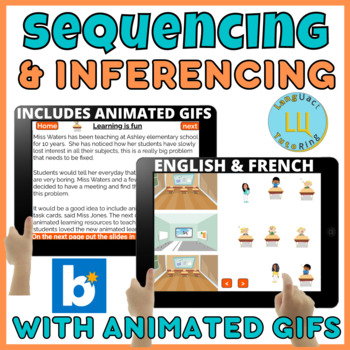 Preview of Sequencing Inferencing Boom Cards™ ENGLISH FRENCH