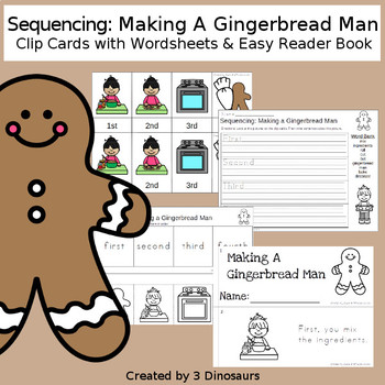 Sequencing: Making A Gingerbread Man by 3 Dinosaurs | TpT