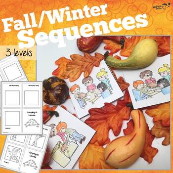 Preview of Sequencing Mini-Books | 3 Step Sequencing Pictures & Stories | Fall & Winter