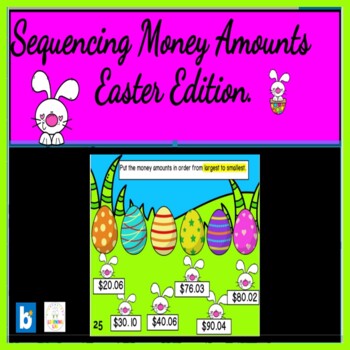 Preview of Sequencing Money Amounts Easter Edition Boom Cards