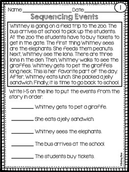 Sequencing Reading Passages by Brittney Marie | Teachers Pay Teachers