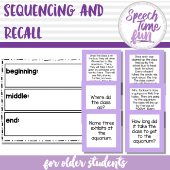 Preview of Sequencing and Recall for Older Students