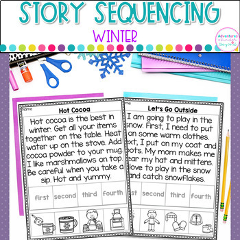 Preview of Winter Activities Sequencing Stories with Pictures Small Group Reading