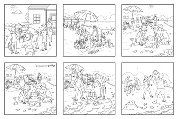 Preview of Sequencing Story Telling Cards-Beach Scenes