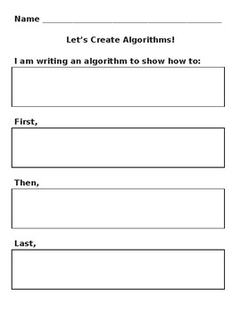 Preview of Sequencing Templates Algorithms Unplugged Coding Editable